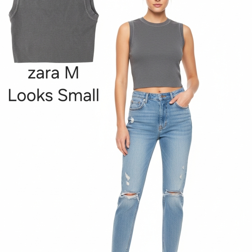 Zara Gray Sleeveless Crop Top